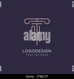 GL initial with pillar logo design, luxury law office logo style design ideas Stock Vector