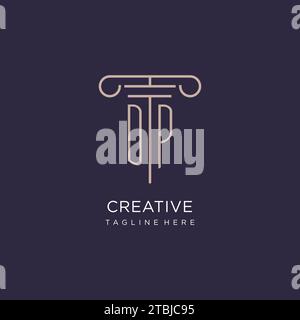 DP initial with pillar logo design, luxury law office logo style design ideas Stock Vector