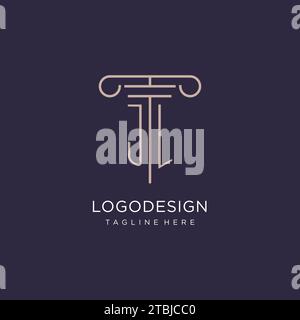 JL initial with pillar logo design, luxury law office logo style design ideas Stock Vector
