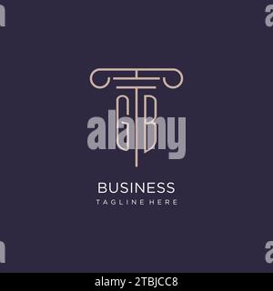 GB initial with pillar logo design, luxury law office logo style design ideas Stock Vector