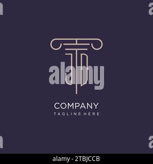 JD initial with pillar logo design, luxury law office logo style design ideas Stock Vector