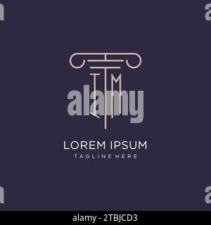 IM initial with pillar logo design, luxury law office logo style design ideas Stock Vector