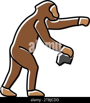 primate ancestors human evolution color icon vector illustration Stock ...