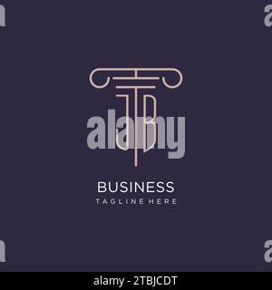 JB initial with pillar logo design, luxury law office logo style design ideas Stock Vector