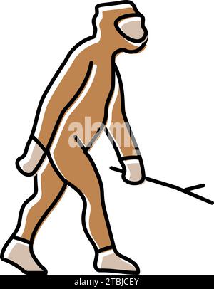 homo erectus human evolution color icon vector illustration Stock Vector