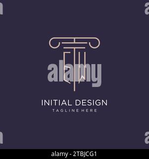 EW initial with pillar logo design, luxury law office logo style design ideas Stock Vector