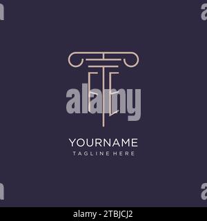 FE initial with pillar logo design, luxury law office logo style design ideas Stock Vector