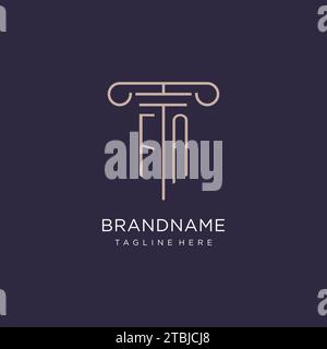 FN initial with pillar logo design, luxury law office logo style design ideas Stock Vector