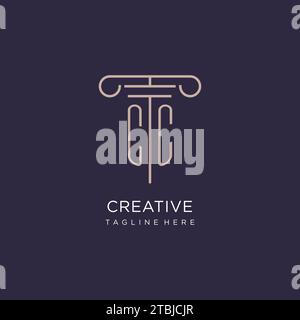 CC initial with pillar logo design, luxury law office logo style design ideas Stock Vector