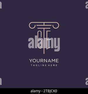 GE initial with pillar logo design, luxury law office logo style design ideas Stock Vector