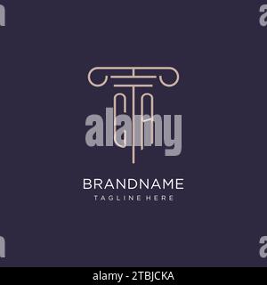 CA initial with pillar logo design, luxury law office logo style design ideas Stock Vector