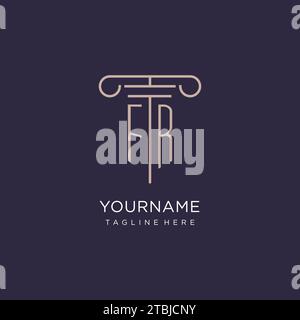 FR initial with pillar logo design, luxury law office logo style design ideas Stock Vector