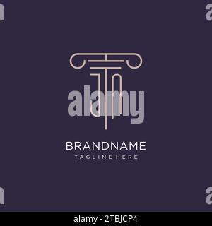 JN initial with pillar logo design, luxury law office logo style design ideas Stock Vector