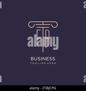 FB initial with pillar logo design, luxury law office logo style design ideas Stock Vector