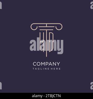 KD initial with pillar logo design, luxury law office logo style design ideas Stock Vector