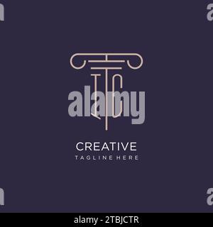 IC initial with pillar logo design, luxury law office logo style design ideas Stock Vector