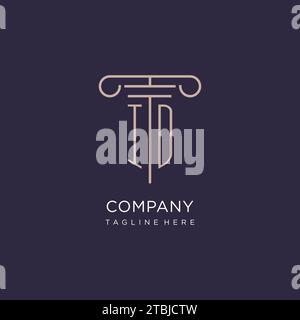 ID initial with pillar logo design, luxury law office logo style design ideas Stock Vector