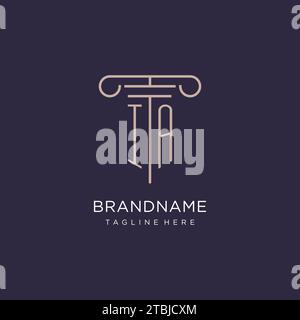 IA initial with pillar logo design, luxury law office logo style design ideas Stock Vector