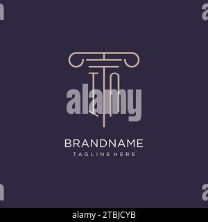 IN initial with pillar logo design, luxury law office logo style design ideas Stock Vector