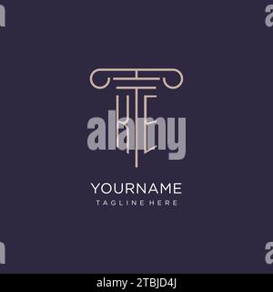 KE initial with pillar logo design, luxury law office logo style design ideas Stock Vector