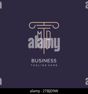 MB initial with pillar logo design, luxury law office logo style design ideas Stock Vector