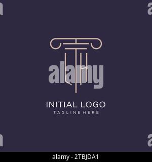 LH initial with pillar logo design, luxury law office logo style design ideas Stock Vector