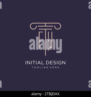 FW initial with pillar logo design, luxury law office logo style design ideas Stock Vector