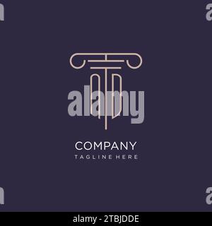 ND initial with pillar logo design, luxury law office logo style design ideas Stock Vector