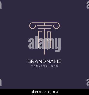 FA initial with pillar logo design, luxury law office logo style design ideas Stock Vector