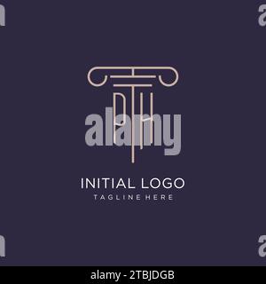 PH initial with pillar logo design, luxury law office logo style design ideas Stock Vector