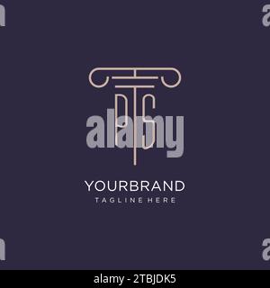 PS initial with pillar logo design, luxury law office logo style design ideas Stock Vector