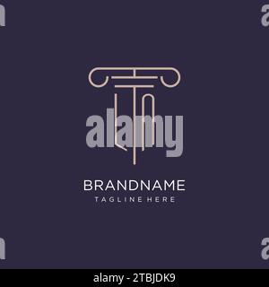 LN initial with pillar logo design, luxury law office logo style design ideas Stock Vector