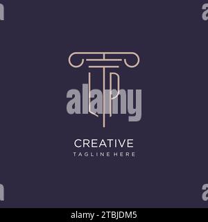 LP initial with pillar logo design, luxury law office logo style design ideas Stock Vector