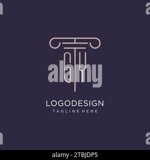GY initial with pillar logo design, luxury law office logo style design ideas Stock Vector