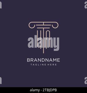 HN initial with pillar logo design, luxury law office logo style design ideas Stock Vector
