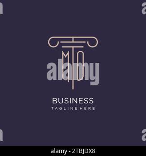 MO initial with pillar logo design, luxury law office logo style design ideas Stock Vector