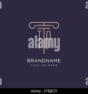 TN initial with pillar logo design, luxury law office logo style design ideas Stock Vector