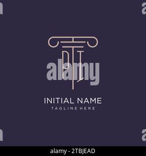 PI initial with pillar logo design, luxury law office logo style design ideas Stock Vector