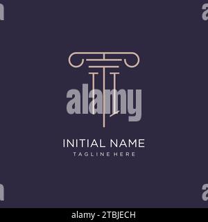 TI initial with pillar logo design, luxury law office logo style design ideas Stock Vector