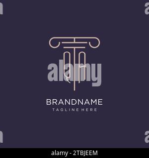 QA initial with pillar logo design, luxury law office logo style design ideas Stock Vector