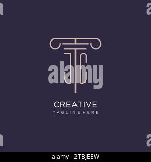 JC initial with pillar logo design, luxury law office logo style design ideas Stock Vector