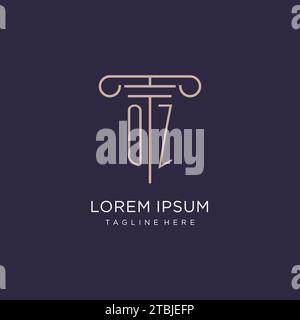 OZ initial with pillar logo design, luxury law office logo style design ideas Stock Vector