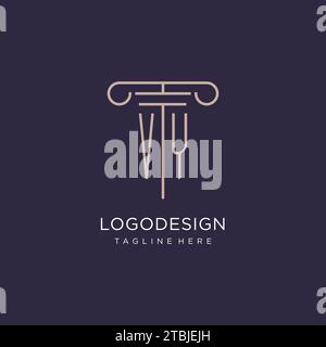 VY initial with pillar logo design, luxury law office logo style design ideas Stock Vector
