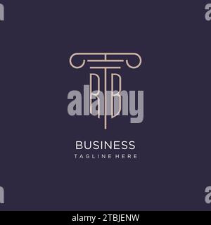RB initial with pillar logo design, luxury law office logo style design ideas Stock Vector