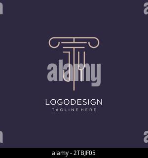 JY initial with pillar logo design, luxury law office logo style design ideas Stock Vector