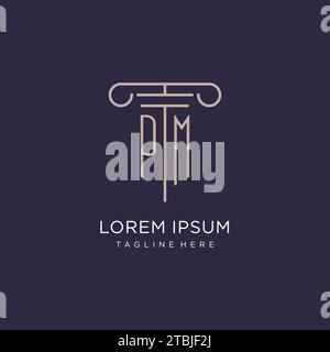 PM initial with pillar logo design, luxury law office logo style design ideas Stock Vector