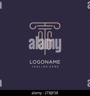 OG initial with pillar logo design, luxury law office logo style design ideas Stock Vector