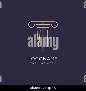 VT initial with pillar logo design, luxury law office logo style design ideas Stock Vector