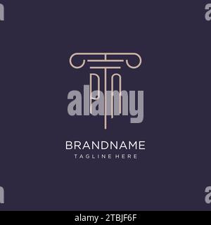 PN initial with pillar logo design, luxury law office logo style design ideas Stock Vector
