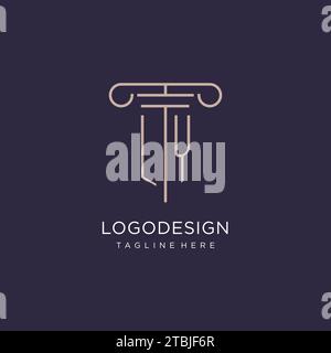 LY initial with pillar logo design, luxury law office logo style design ideas Stock Vector
